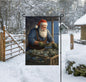 A beautiful Christmas Garden Flag featuring Santa Claus as a Waterman and his bounty of Blue Crabs.