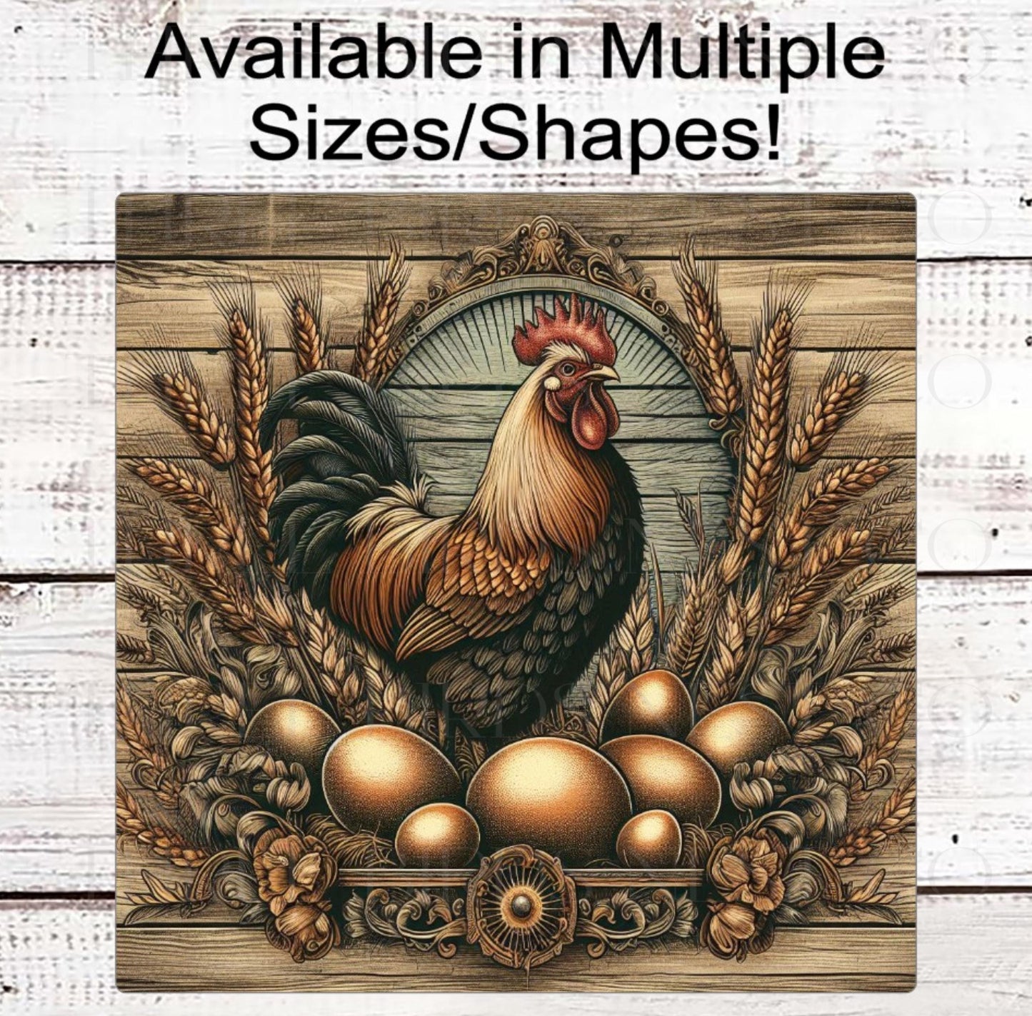 Vintage Rooster Wreath Sign - Farm Fresh Eggs - Chicken Decor - Rustic Farmhouse
