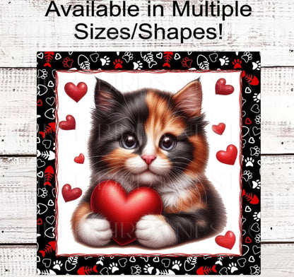 Valentines Cat Wreath Signs - Hearts Decor - Cat Lover - Paws and Enjoy