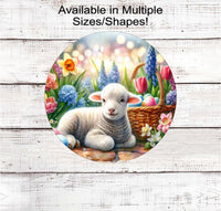 
              A beautiful baby Lamb surrounded by Spring Flowers and a basket of Easter Eggs.
            