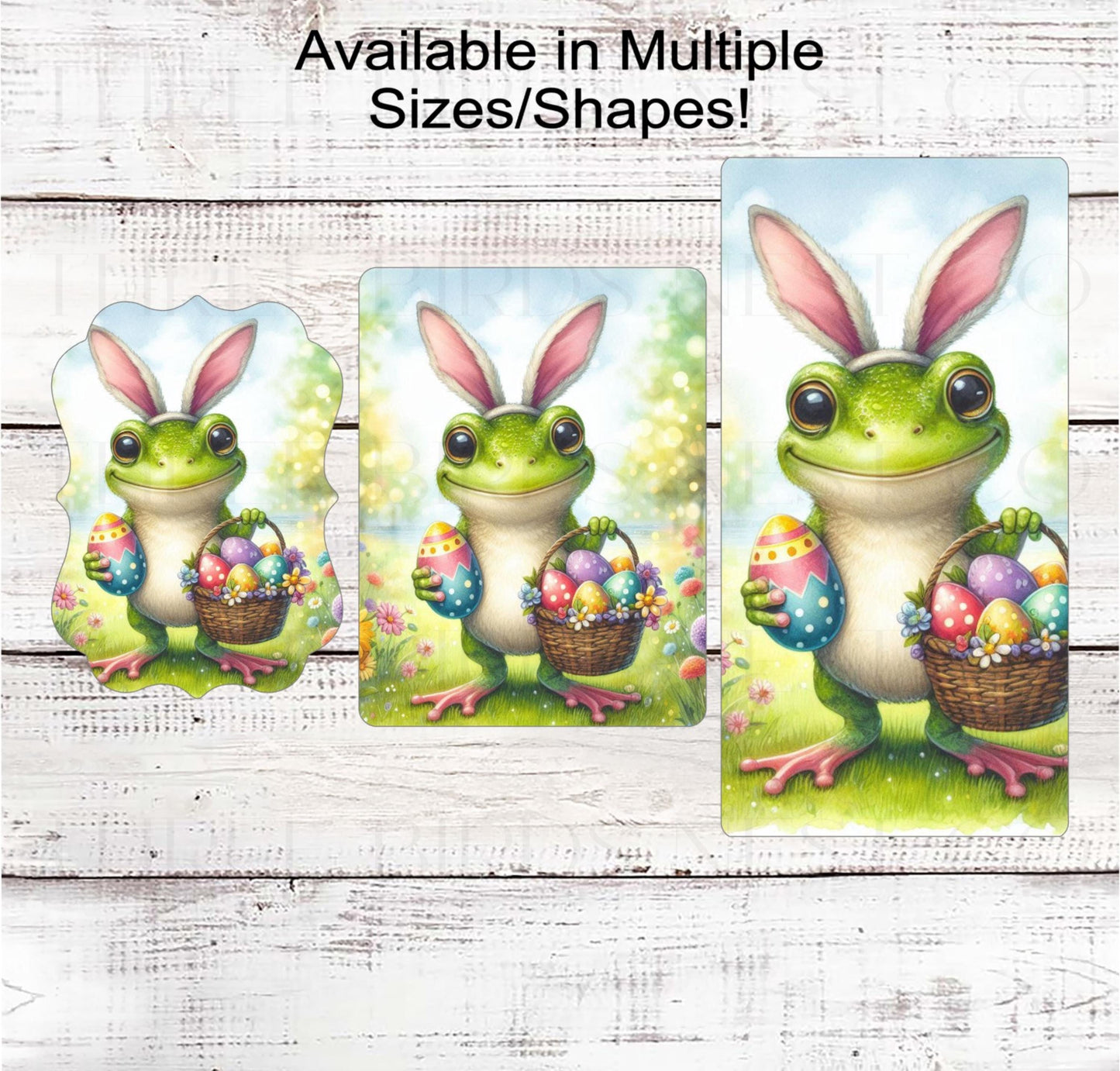 Easter Frog Wreath Sign - Spring Flowers Decor - Easter Eggs Basket