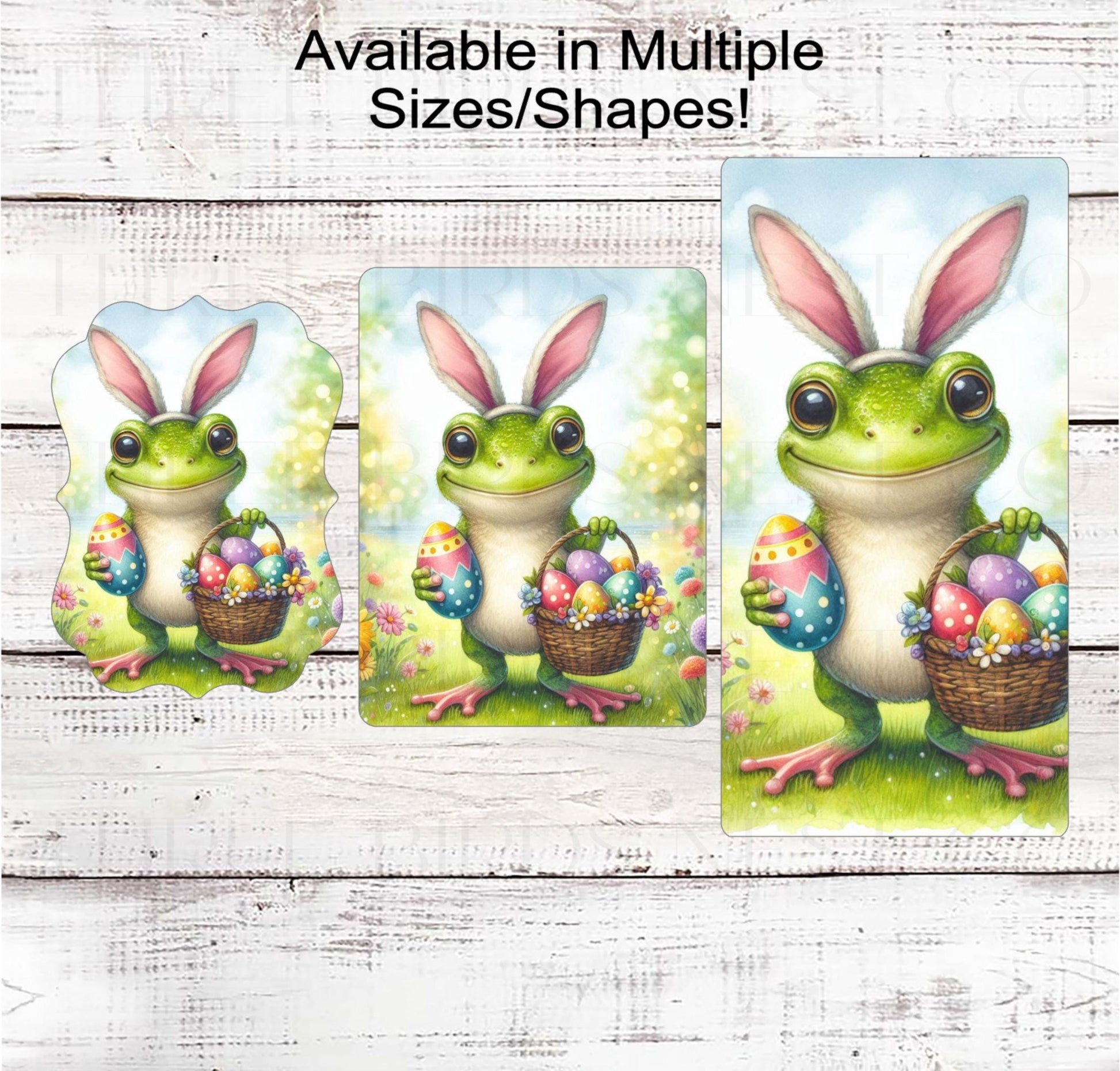 Easter Frog Wreath Sign - Spring Flowers Decor - Easter Eggs Basket
