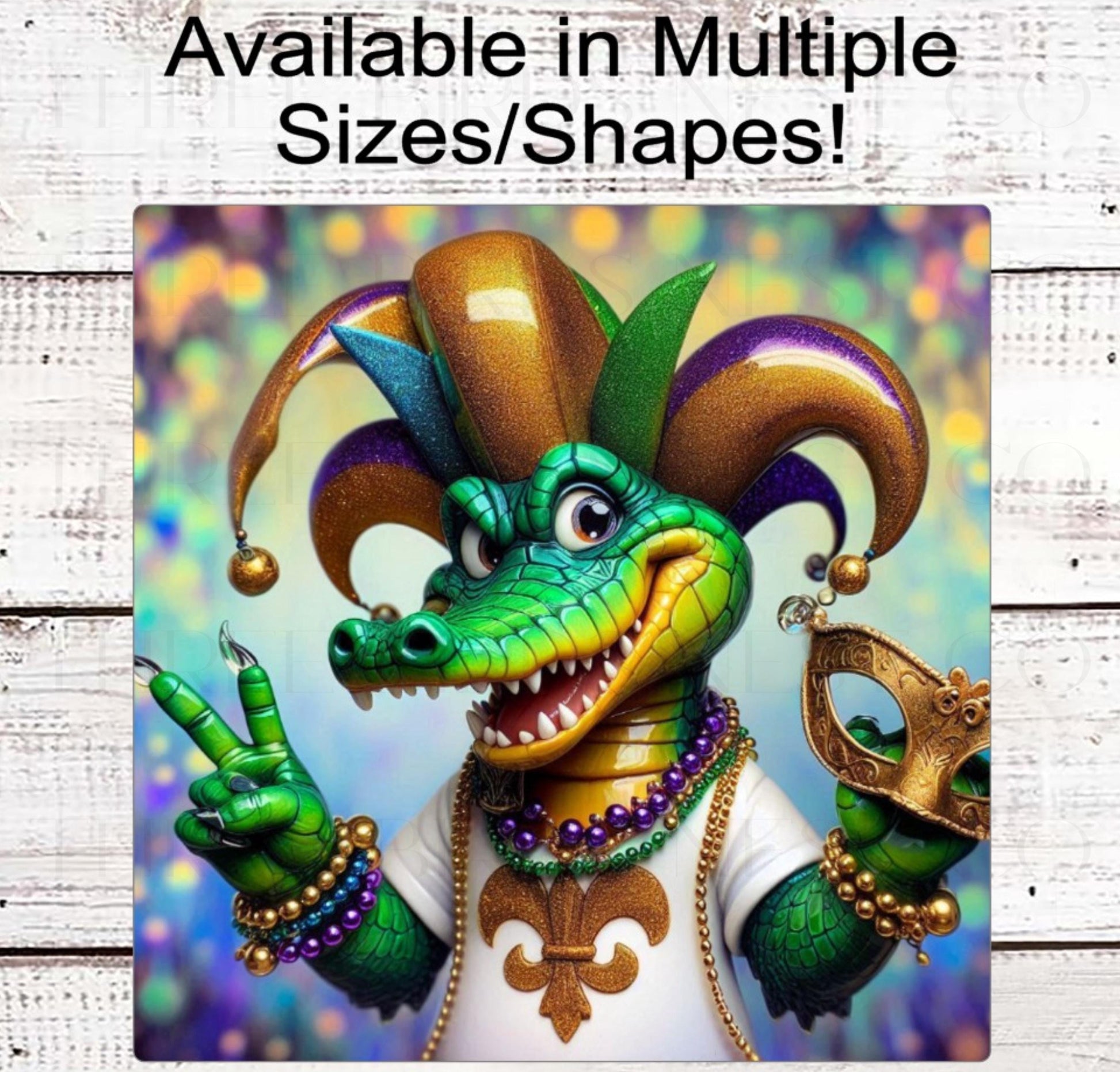 Mardi Gras Wreath Sign - Louisiana Alligator - Mardi Gras Beads - Fat Tuesday - Fleur De Lis