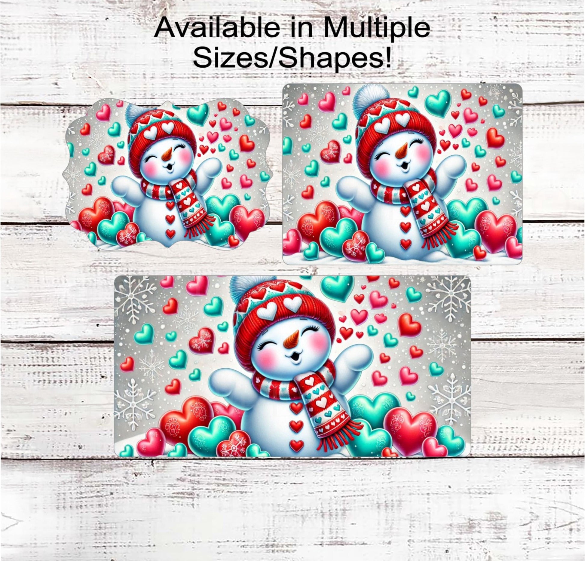 Snowman Wreath Signs - Valentines Hearts Decor - Winter and Christmas Wreath Signs