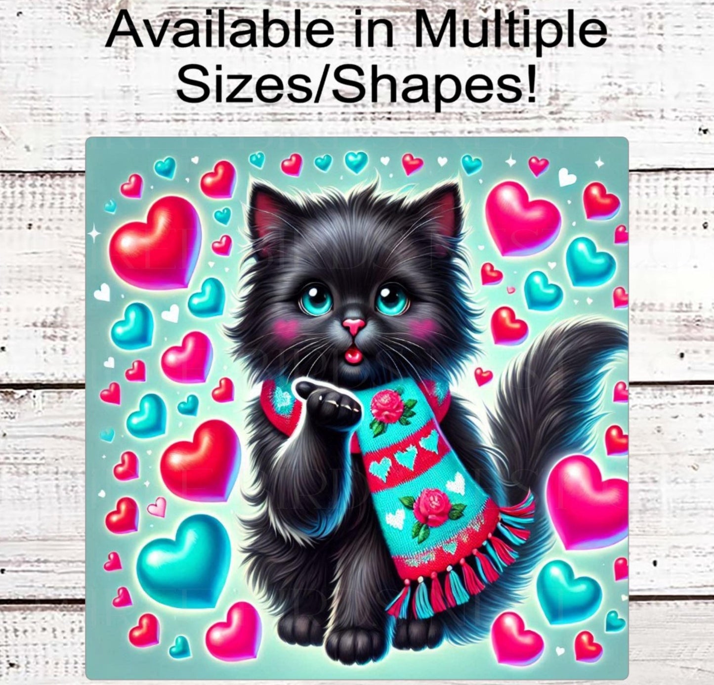 Valentines Cat Wreath Signs - Hearts Decor - Cat Lover - Hugs and Kisses - Paws and Enjoy