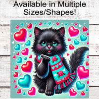 Valentines Cat Wreath Signs - Hearts Decor - Cat Lover - Hugs and Kisses - Paws and Enjoy