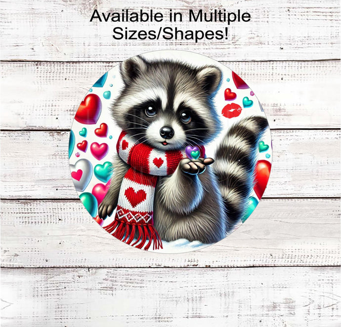 This adorable Raccoon is blowing kisses and is ready to be your Valentine!