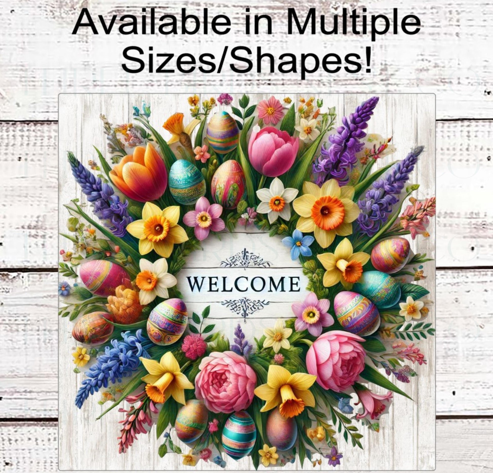 Rustic Farmhouse Welcome Wreath Sign - Spring Flowers
