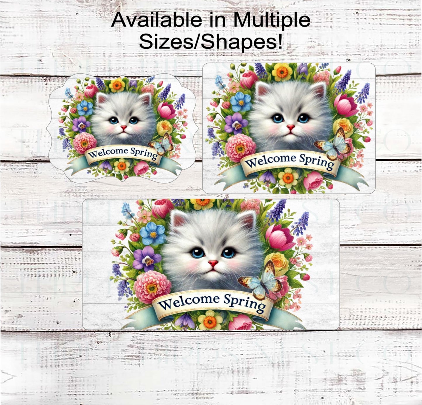 Cat Wreath Signs - Kitten Lover - Spring Flowers - Paws and Enjoy