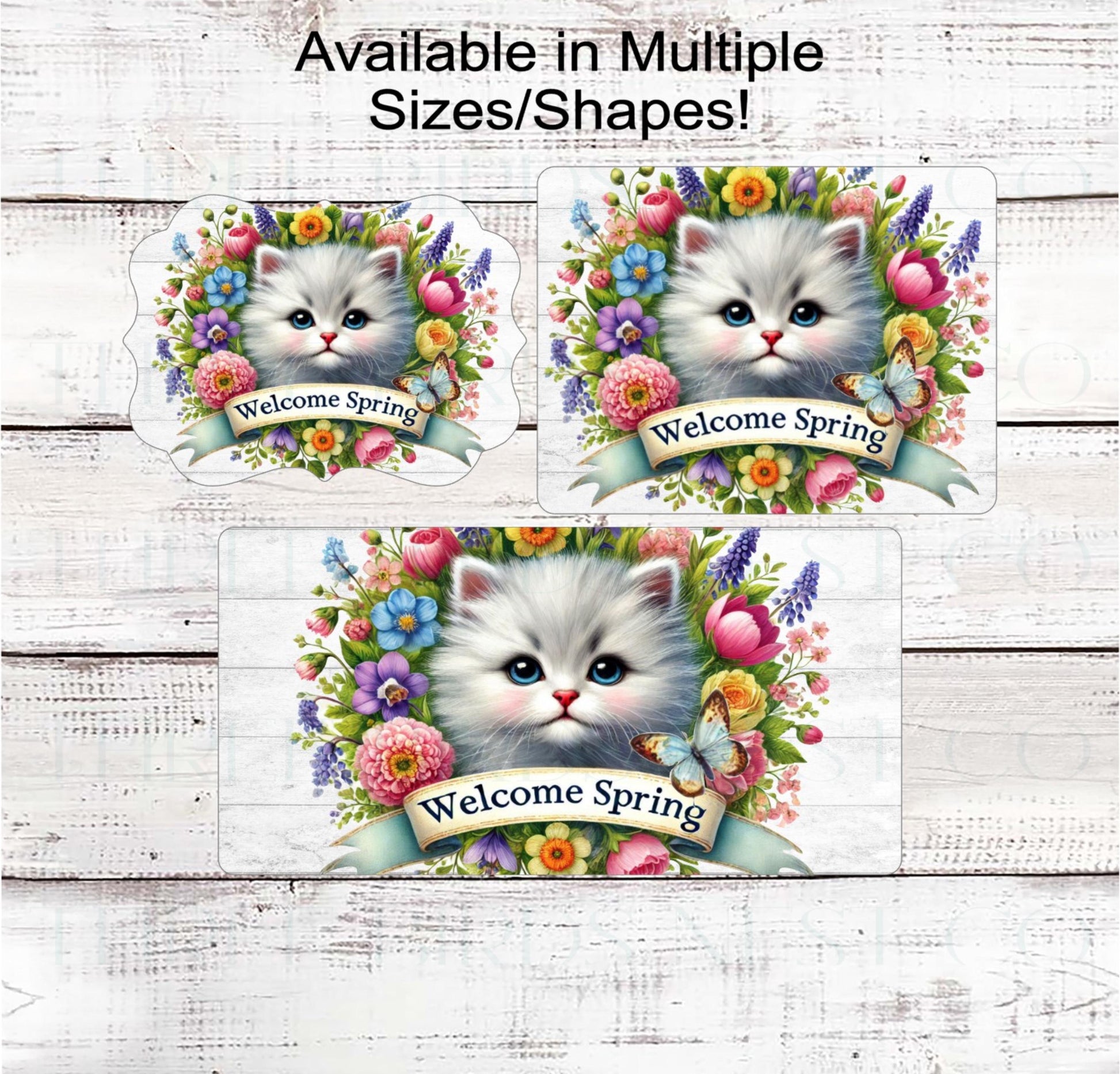 Cat Wreath Signs - Kitten Lover - Spring Flowers - Paws and Enjoy