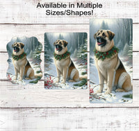 
              Christmas Dog Wreath Sign - Anatolian Shepherd Dog - Winter Welcome Sign
            