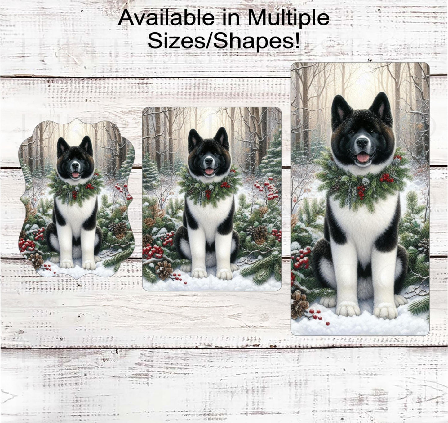 Christmas Dog Wreath Sign - Akita Dog - Winter Welcome Sign