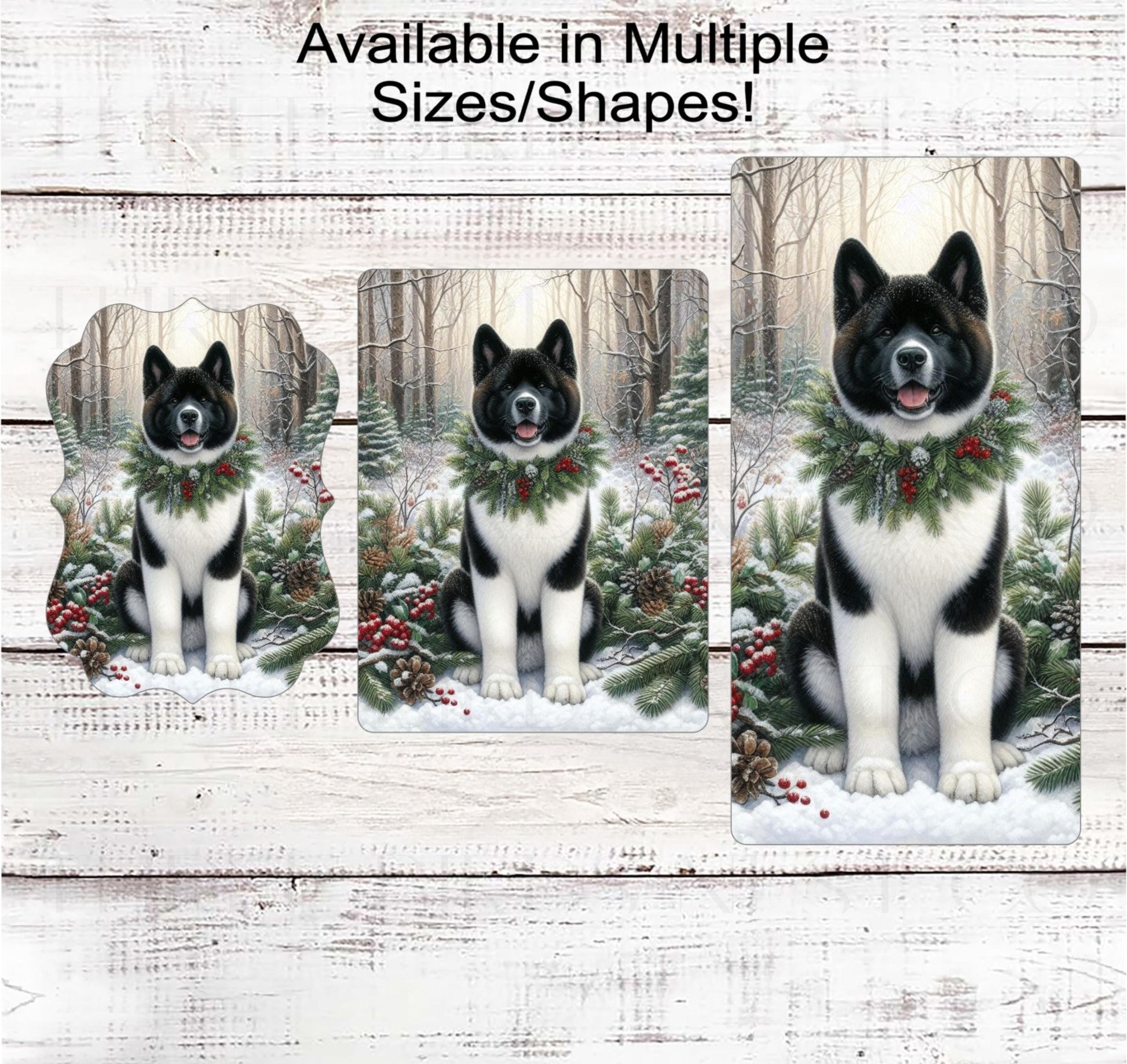 Christmas Dog Wreath Sign - Akita Dog - Winter Welcome Sign