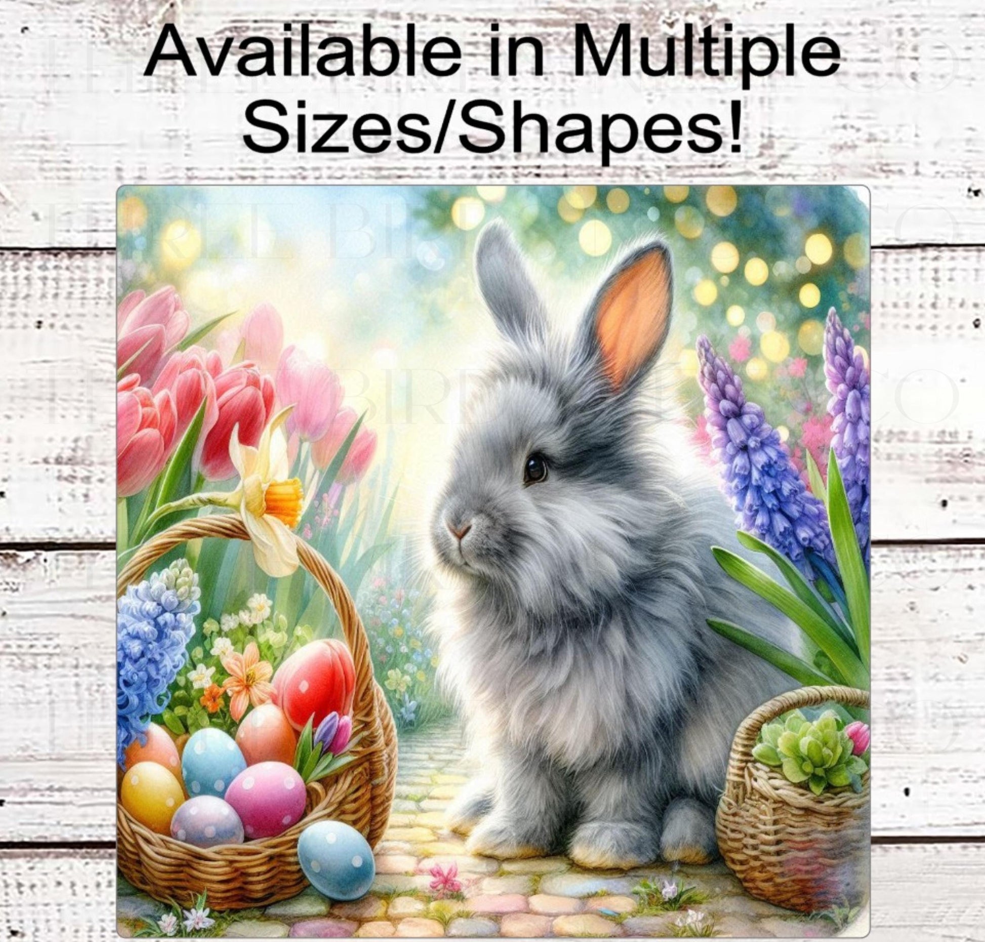 Easter Bunny Wreath Sign - Colorful Easter Eggs - Spring Flowers Decor