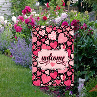 A beautiful patchwork Valentines Day Garden Flag.