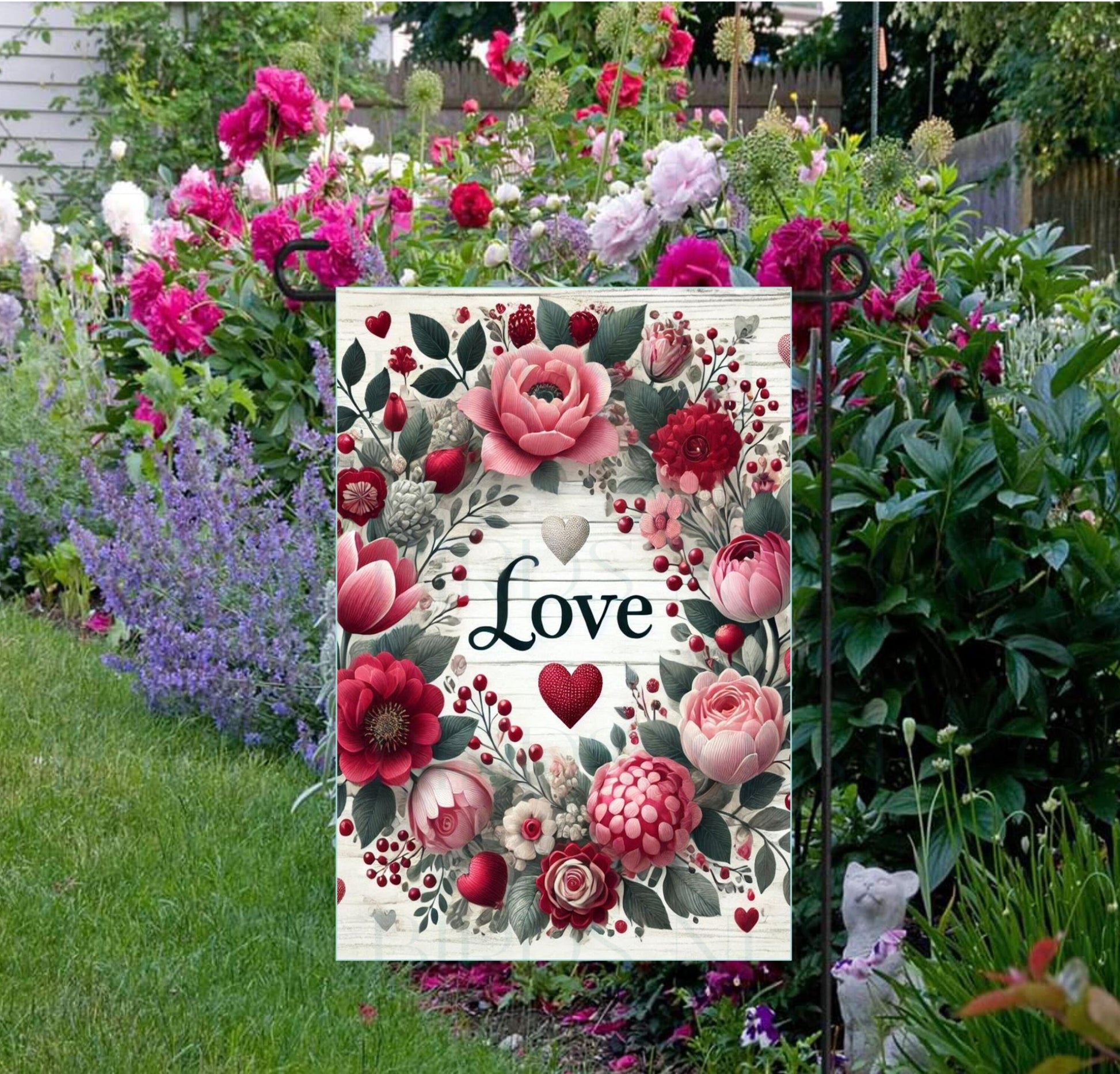 A beautiful Love Garden Flag for Valentines Day.