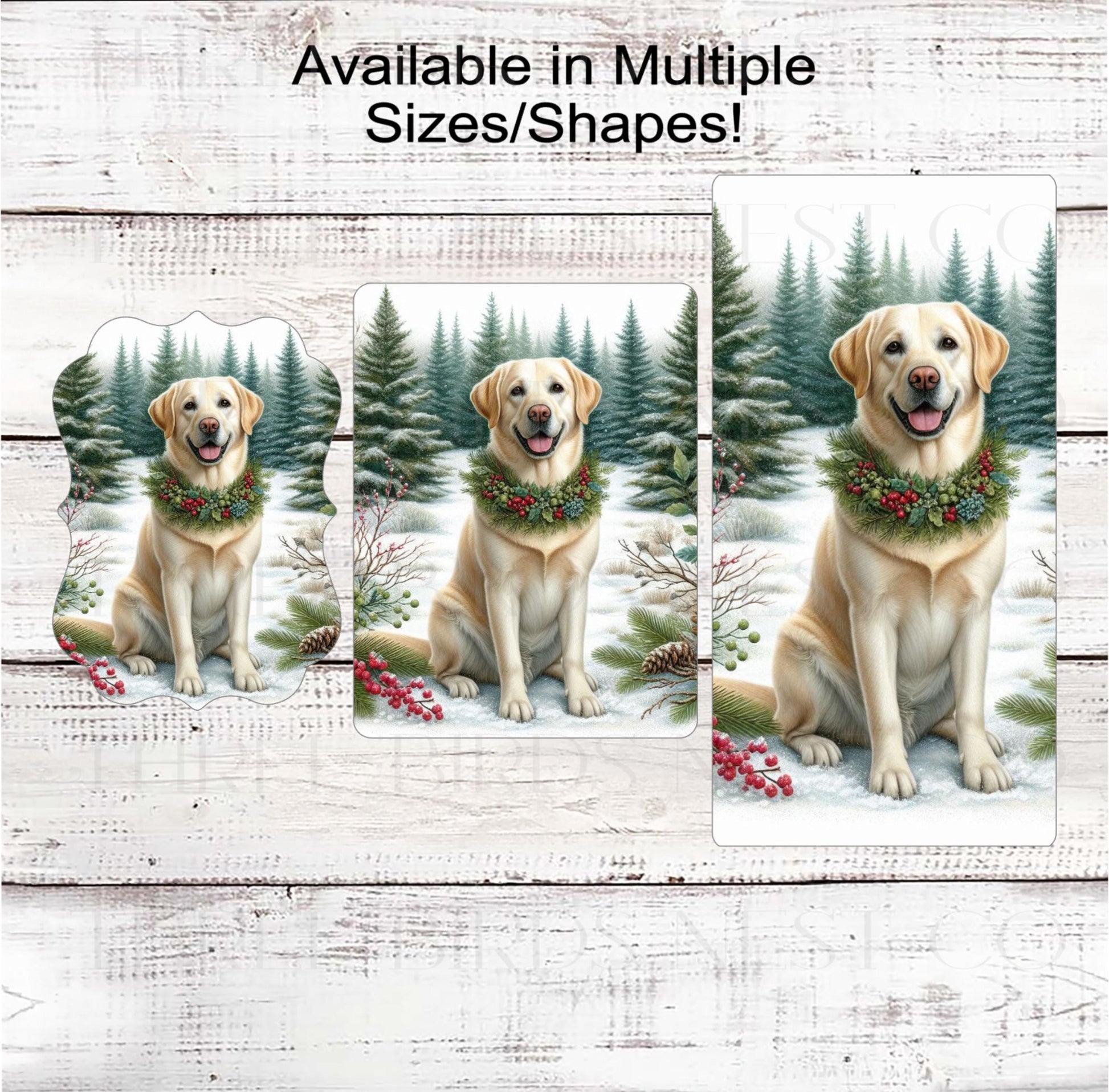 Christmas Dog Wreath Sign - Yellow Labrador Retriever Dog - Winter Welcome