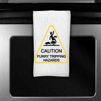 Caution- Furry Tripping Hazards Dog Lover Kitchen Towel