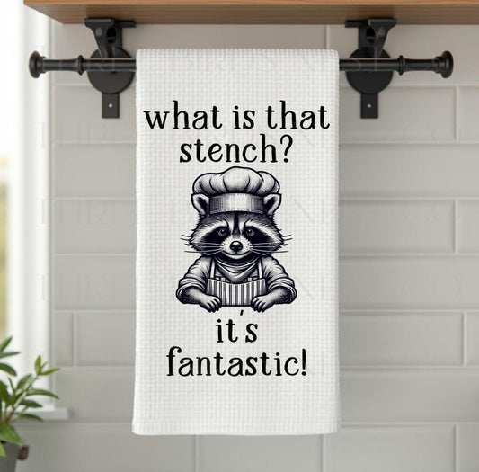 What is That Stench - Funny Kitchen Dish Towel - Smelly Feet - Gifts for Mom