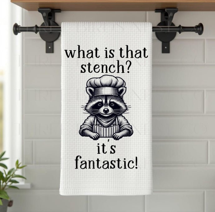 What is That Stench - Funny Kitchen Dish Towel - Smelly Feet - Gifts for Mom