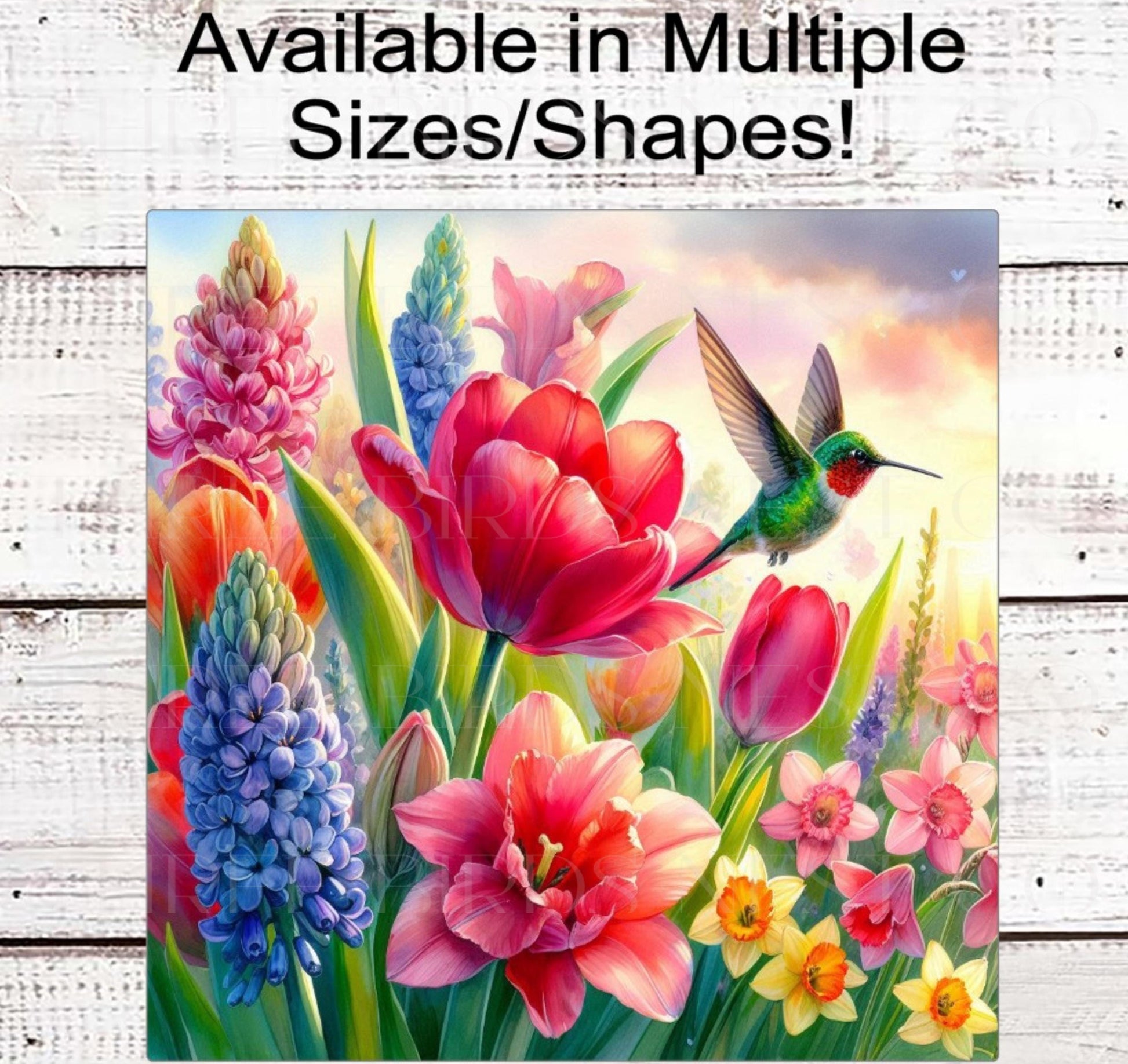 Hummingbird Wreath Sign - Spring Flowers - Everyday Floral Decor