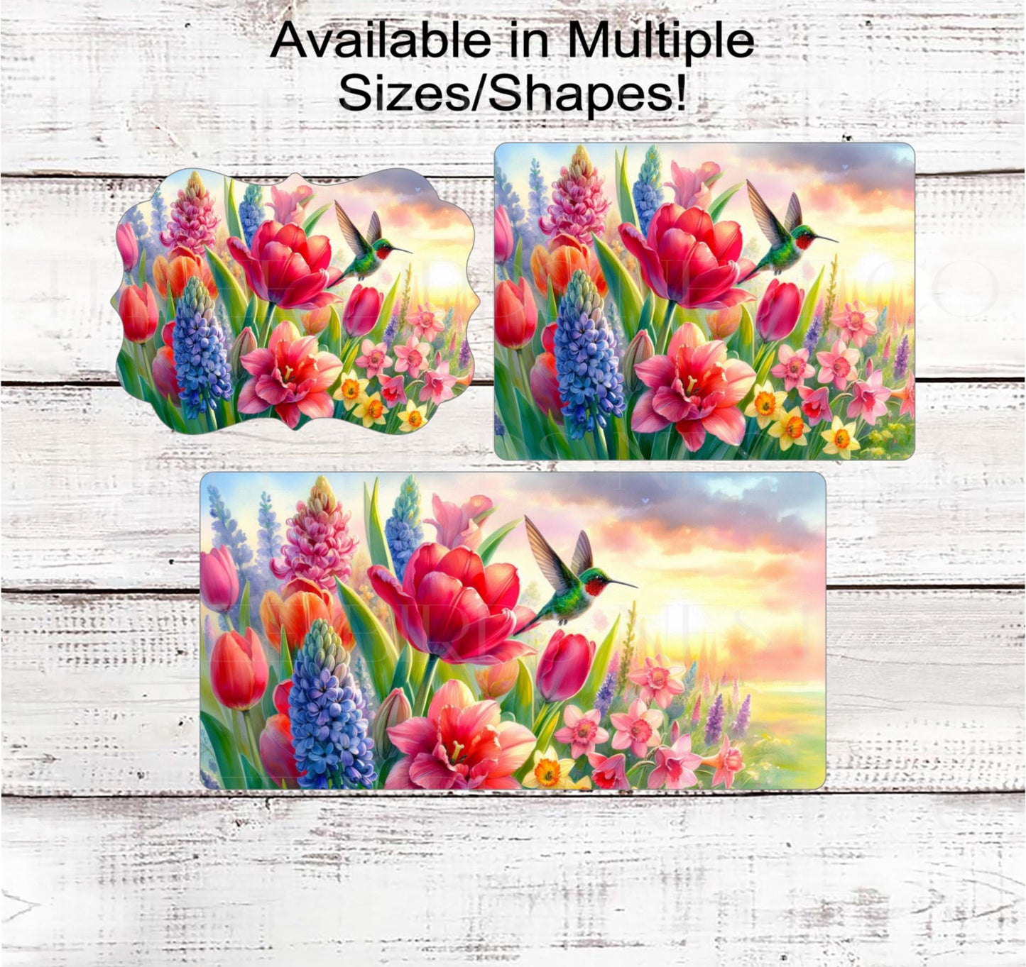 Hummingbird Wreath Sign - Spring Flowers - Everyday Floral Decor
