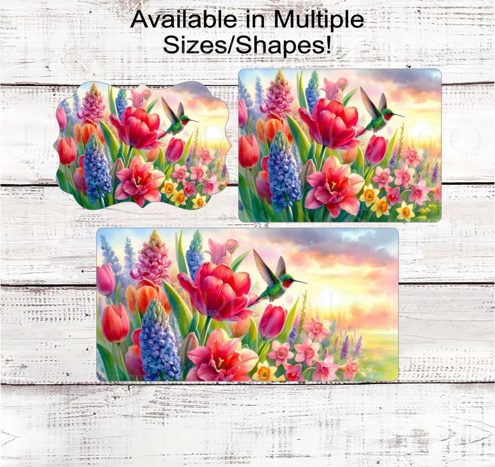 Hummingbird Wreath Sign - Spring Flowers - Everyday Floral Decor