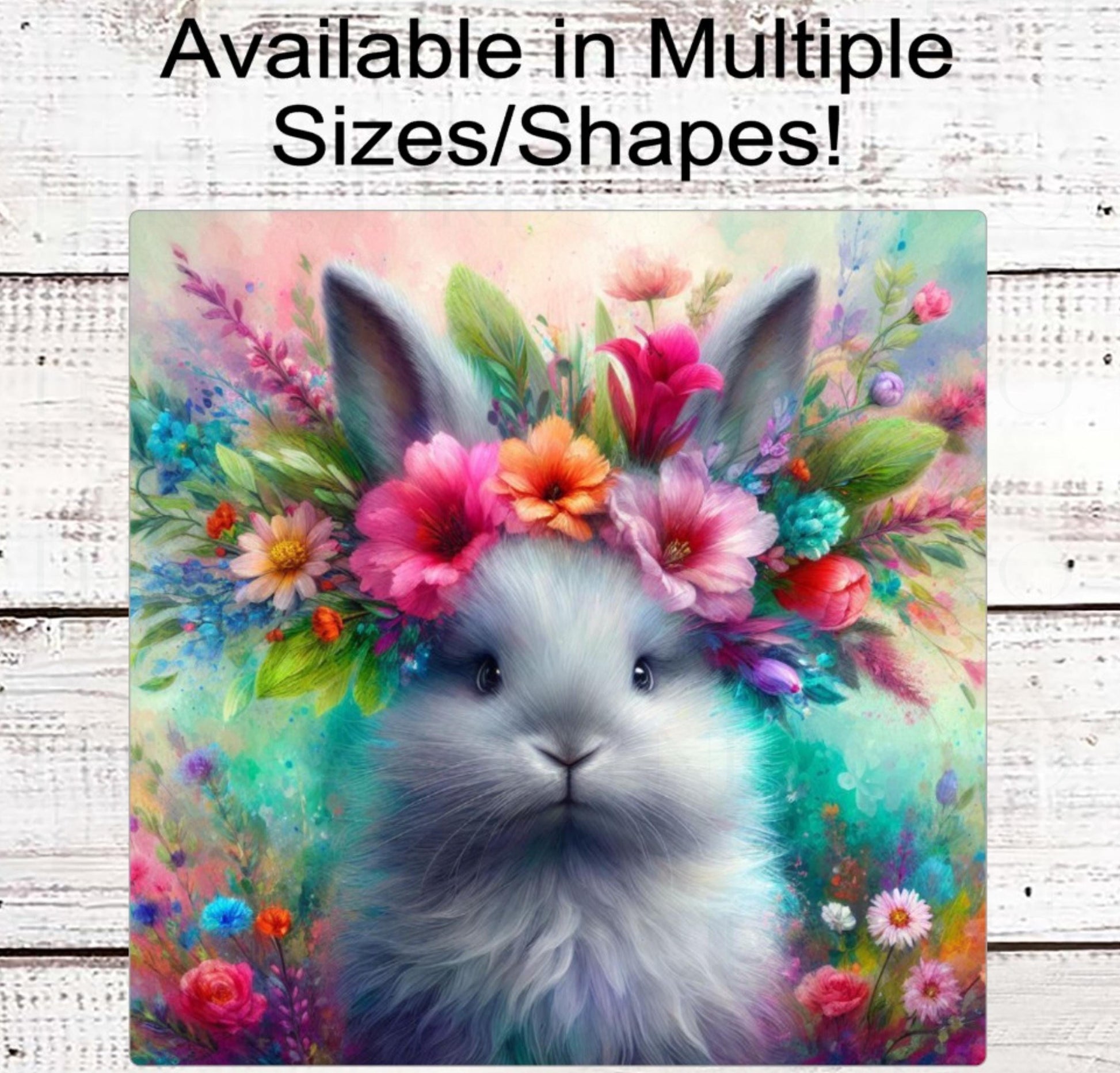 Rabbit Lover Wreath Sign, Easter Bunny, Spring Floral Decor, Flower Crown