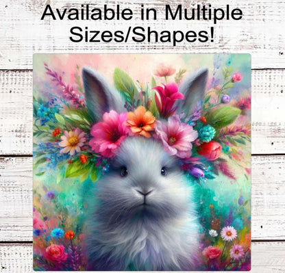 Rabbit Lover Wreath Sign, Easter Bunny, Spring Floral Decor, Flower Crown