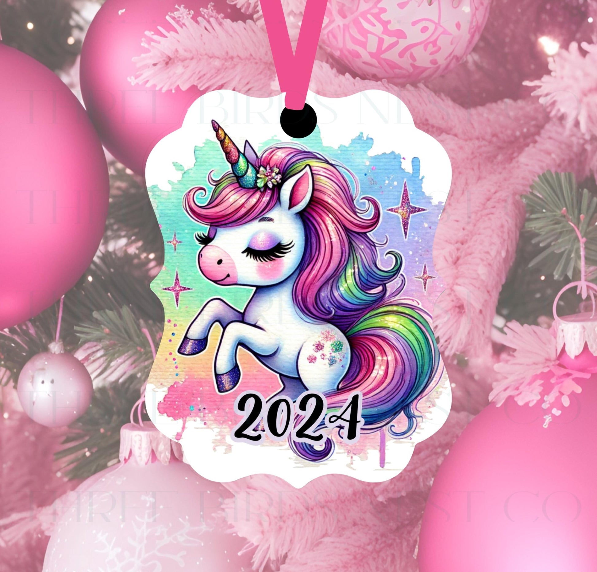 Unicorn Ornament - Childrens Ornament - Girls Ornament - Double Sided Ornament - Metal Ornament - ORN262