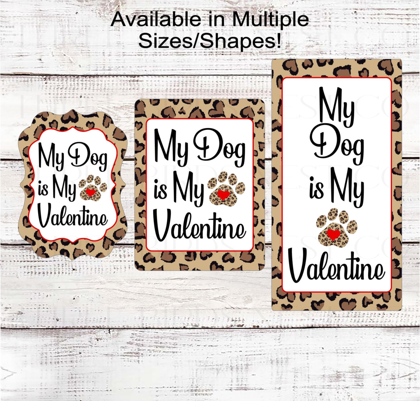Valentines Day Wreath Signs - Dog Lover - Pet Wreath Sign - Leopard Paw Print