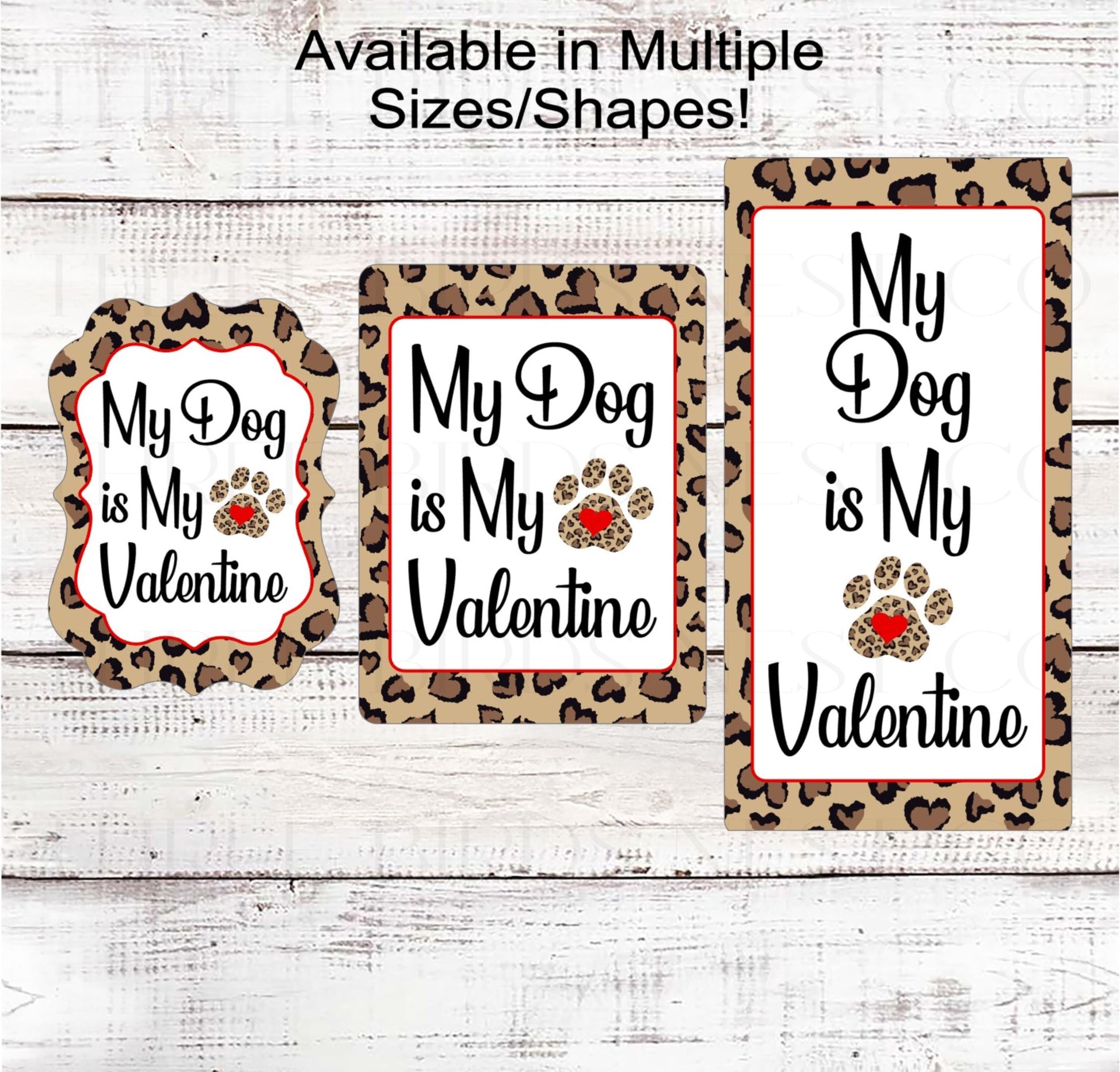 Valentines Day Wreath Signs - Dog Lover - Pet Wreath Sign - Leopard Paw Print