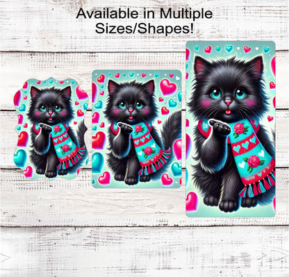 Valentines Cat Wreath Signs - Hearts Decor - Cat Lover - Hugs and Kisses - Paws and Enjoy
