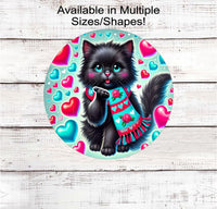 
              This adorable Black Cat is blowing kisses and is ready to be your Valentine!
            