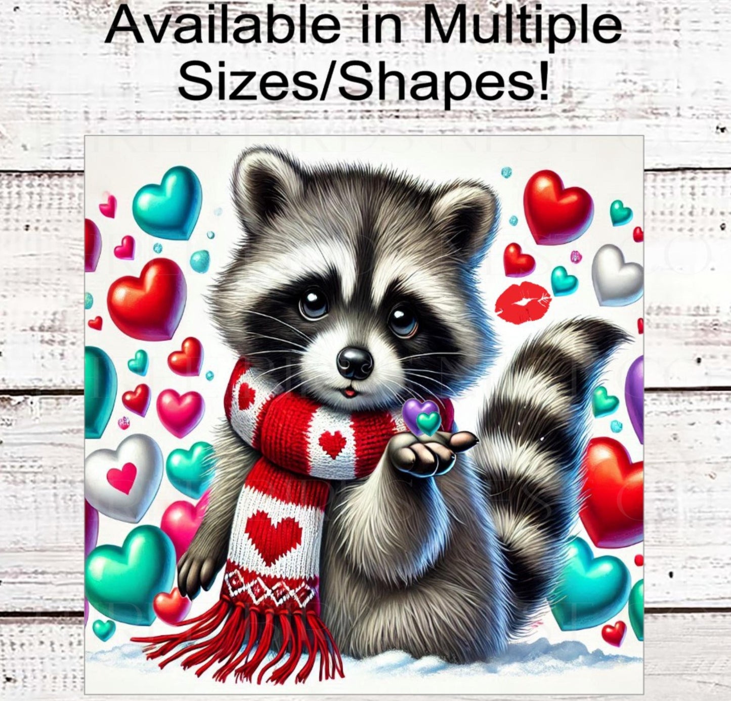 Valentines Day Wreath Signs - Hearts Decor - Raccoon Lover - Paws and Enjoy