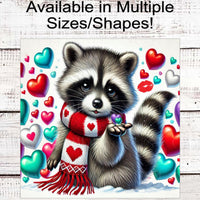 Valentines Day Wreath Signs - Hearts Decor - Raccoon Lover - Paws and Enjoy