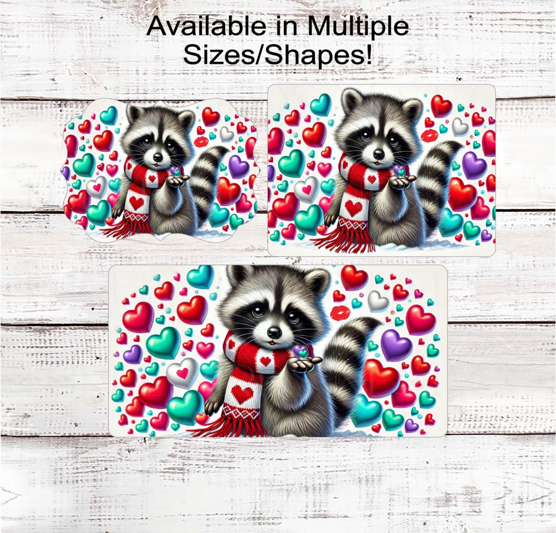 Valentines Day Wreath Signs - Hearts Decor - Raccoon Lover - Paws and Enjoy