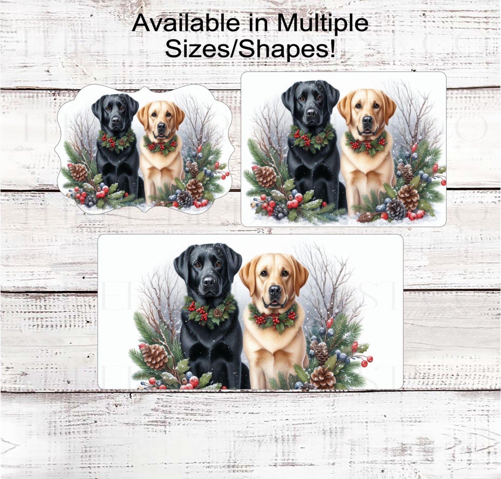 Christmas Dog Wreath Sign - Black Labrador Retriever Dog - Yellow Lab - Winter Welcome Sign