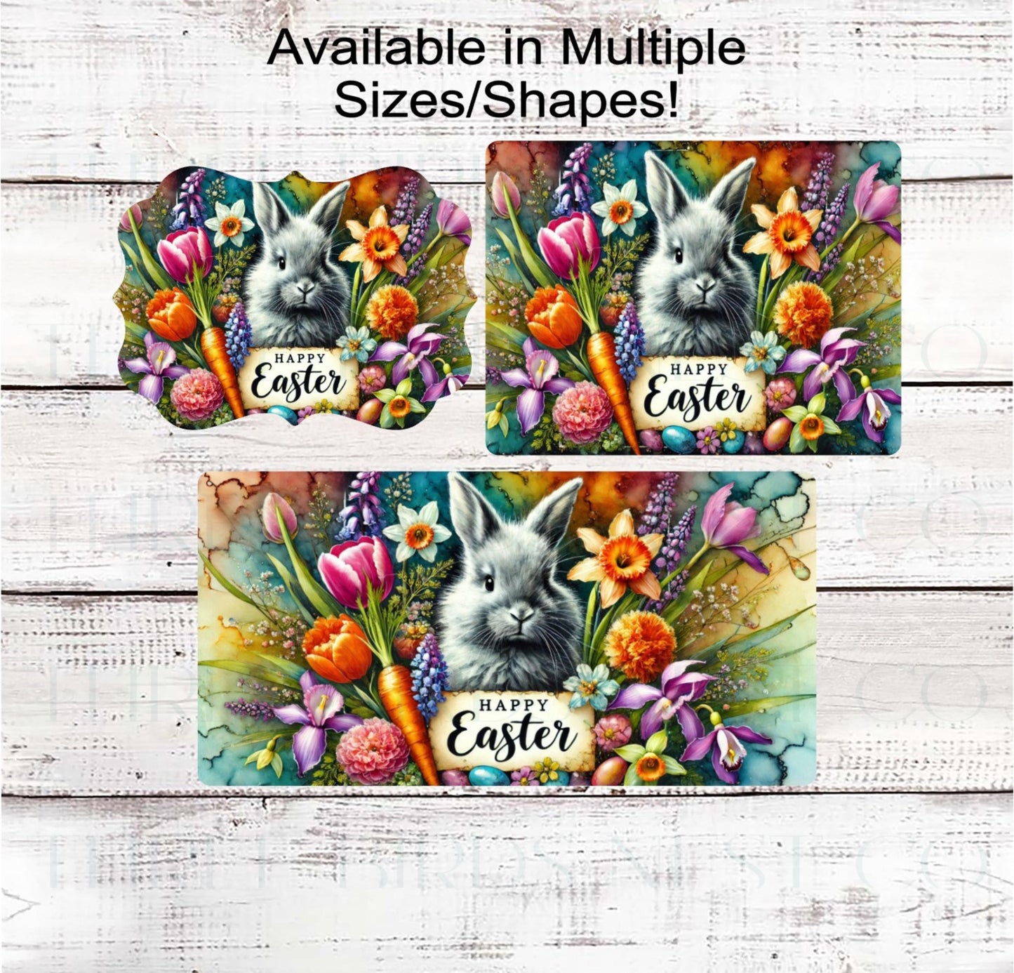 Happy Easter Bunny Wreath Sign - Carrot Patch - Easter Eggs Basket - Spring Flowers