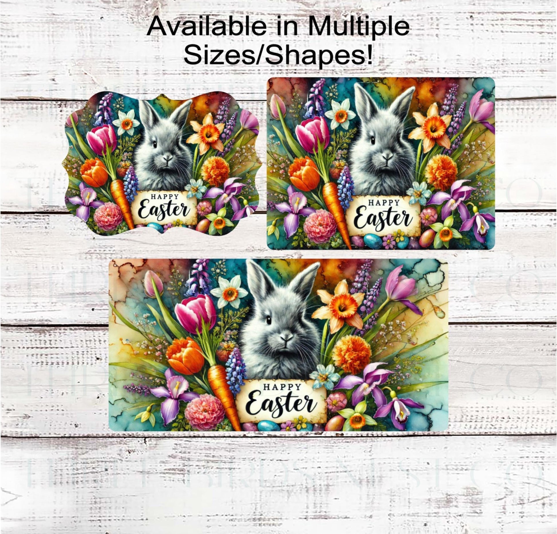 Happy Easter Bunny Wreath Sign - Carrot Patch - Easter Eggs Basket - Spring Flowers