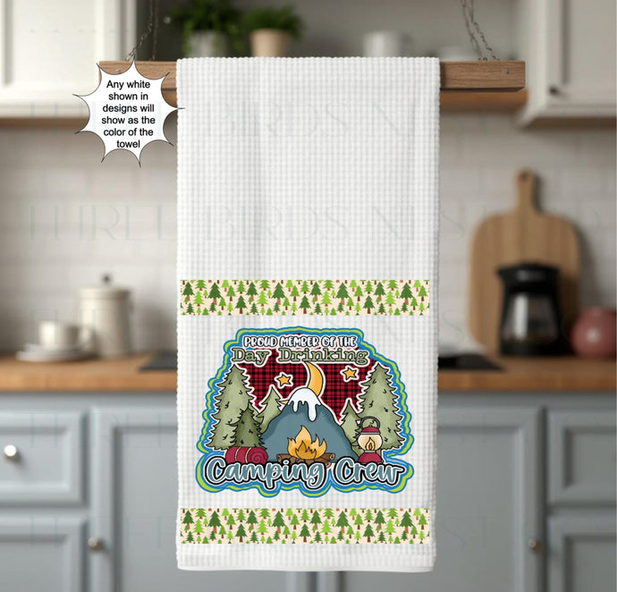 Proud Member of the Day Drinking Camping Crew Dish Towel