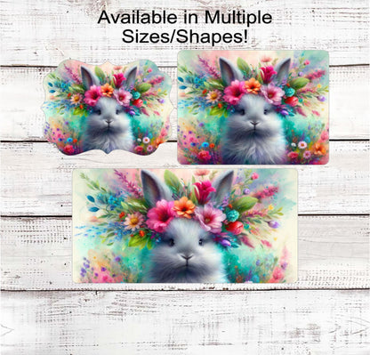 Rabbit Lover Wreath Sign, Easter Bunny, Spring Floral Decor, Flower Crown