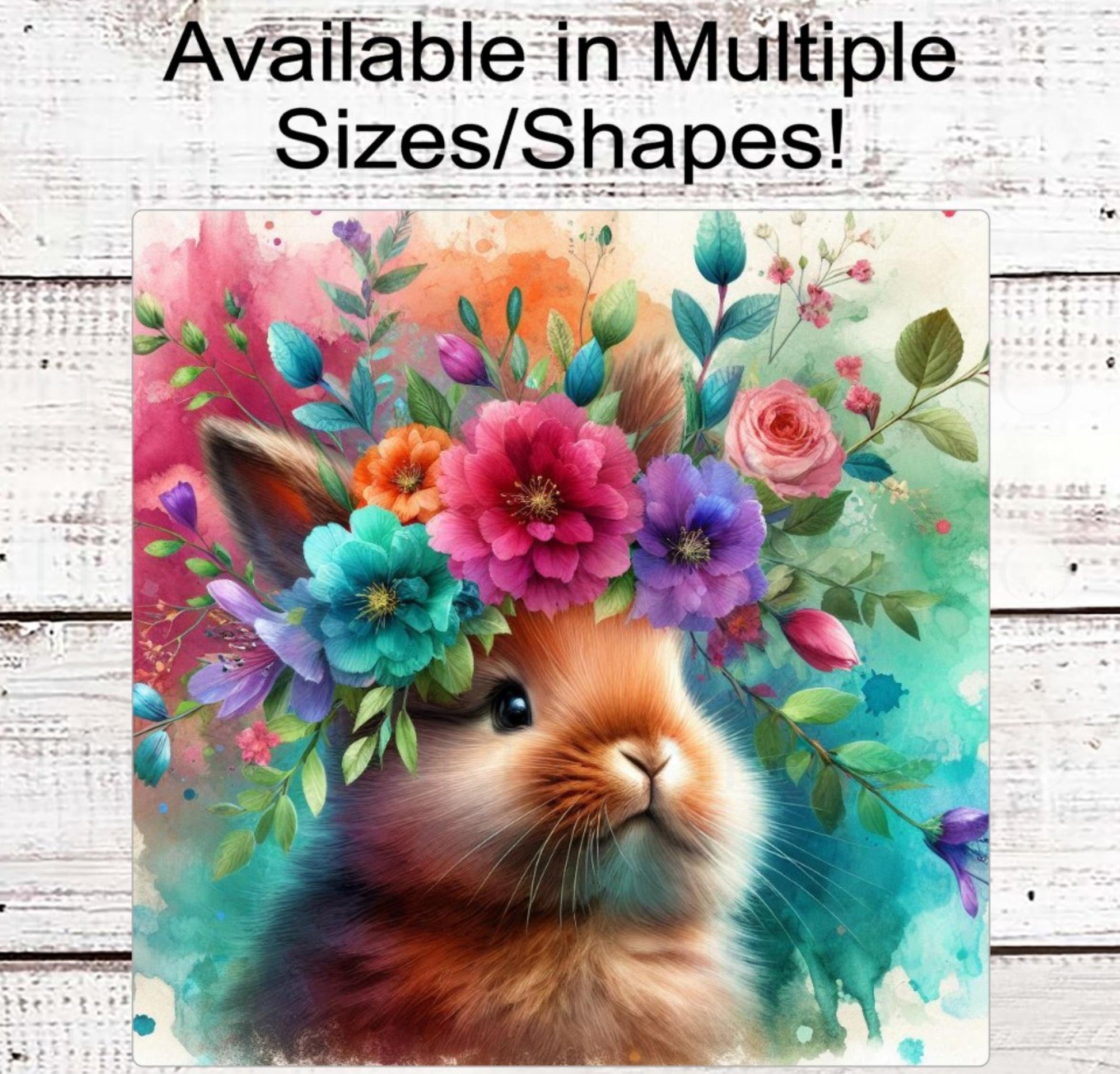 Rabbit Lover Wreath Sign, Easter Bunny, Spring Floral Decor, Flower Crown