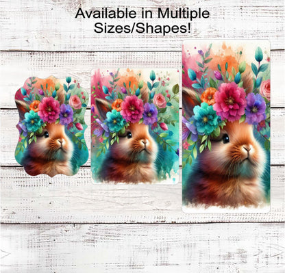 Rabbit Lover Wreath Sign, Easter Bunny, Spring Floral Decor, Flower Crown