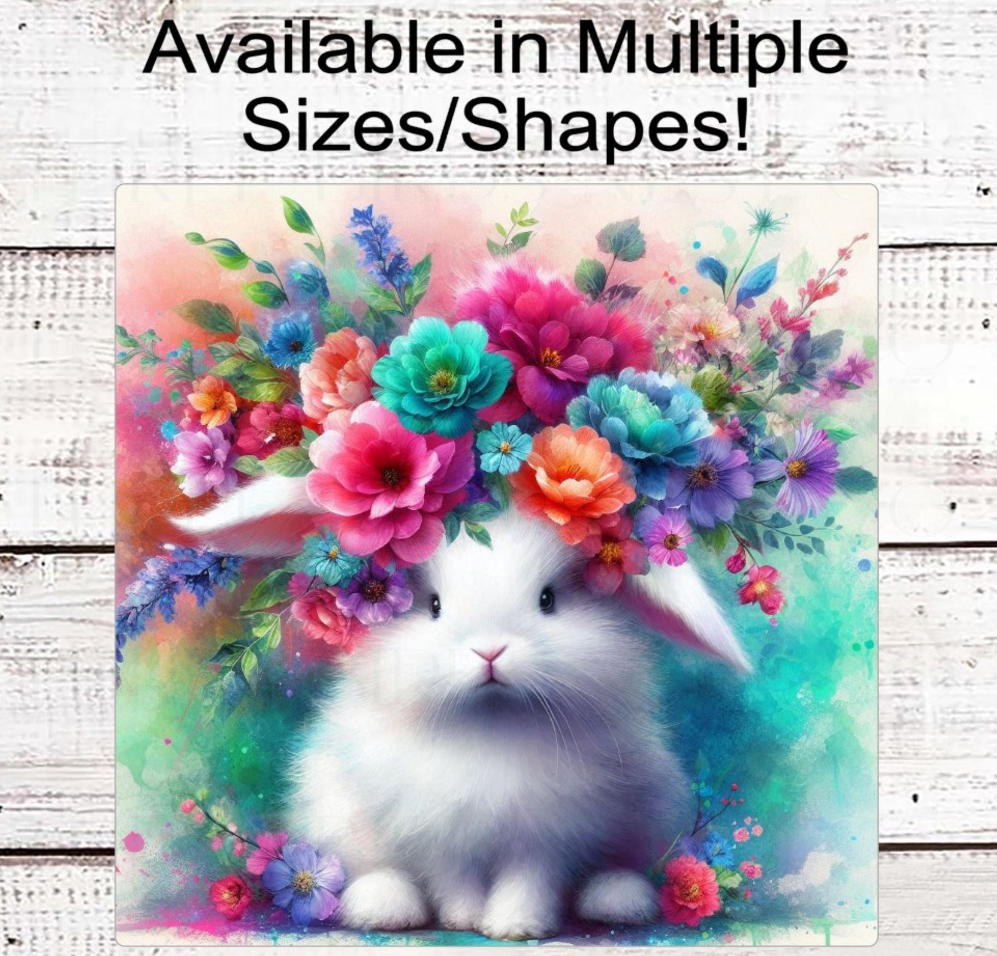 Rabbit Lover Wreath Sign, Easter Bunny, Spring Floral Decor, Flower Crown