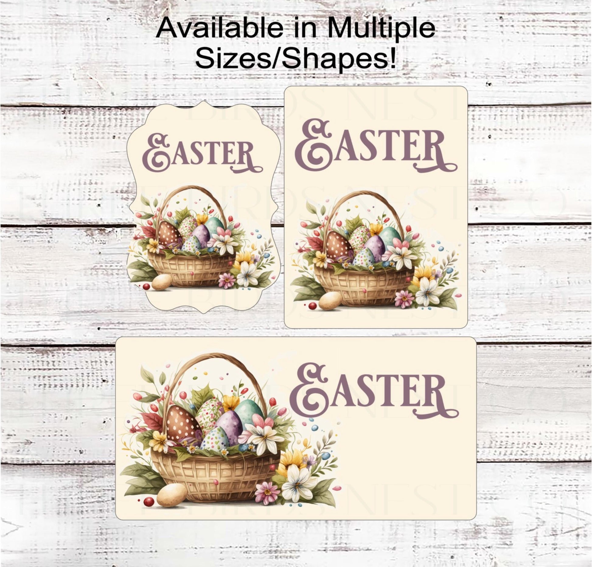 Easter Wreath Sign, Easter Bunny, Spring Floral Decor, Flower Basket, Vintage Easter Eggs