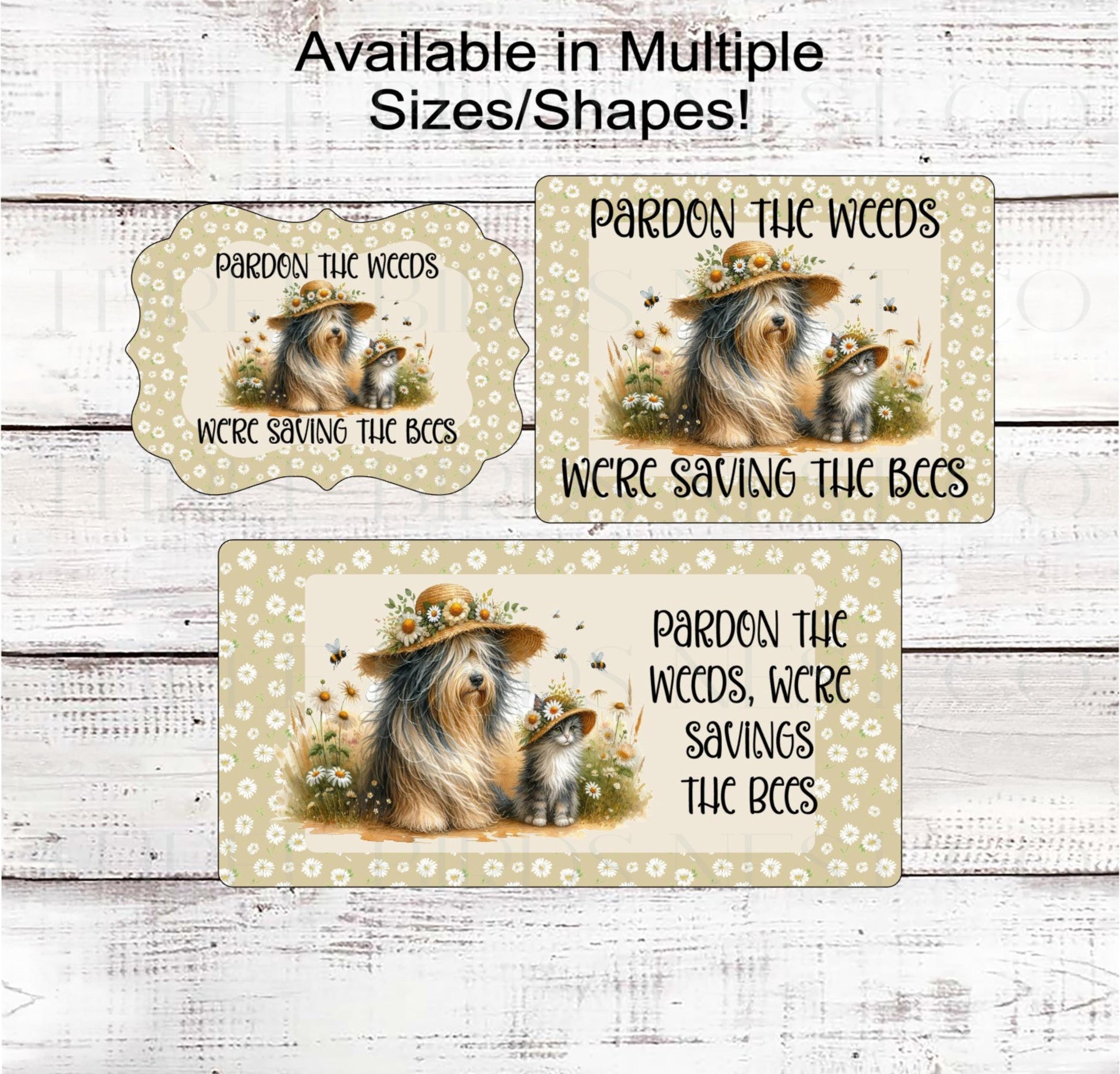 Pardon the Weeds, Saving the Bees, Pollinators Garden Wreath Sign - Honey Bee Sign - Dog and Cat Lover