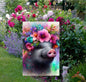 An adorable floral pig Garden Flag