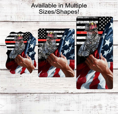 Fireman Wreath Sign, Thin Red Line, Fire Fighter, First Responder