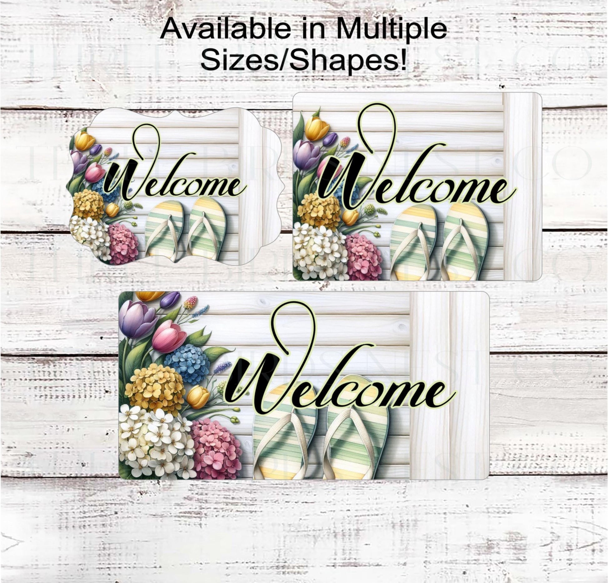 Welcome Wreath Sign, Flip Flops, Floral Decor, Spring Flowers